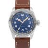 Montre pour homme Hamilton Khaki Field Expedition avec bracelet en cuir et cadran bleu automatique H70225540 100M