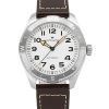 Montre pour homme Hamilton Khaki Field Expedition avec bracelet en cuir et cadran blanc automatique H70315510 100M