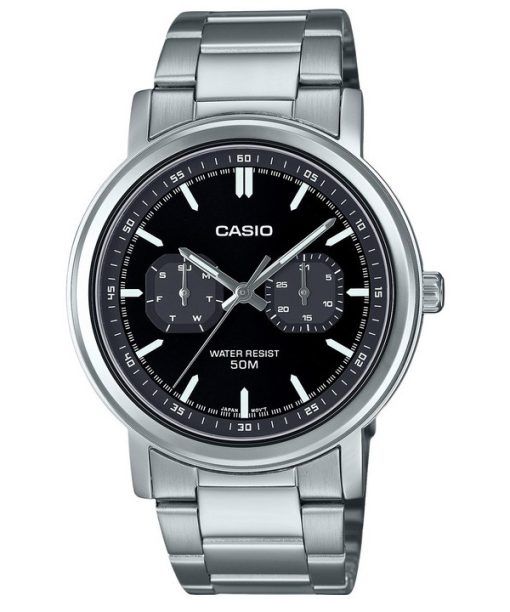 Montre Casio Standard analogique en acier inoxydable avec cadran noir et quartz MTP-E335D-1EV pour homme