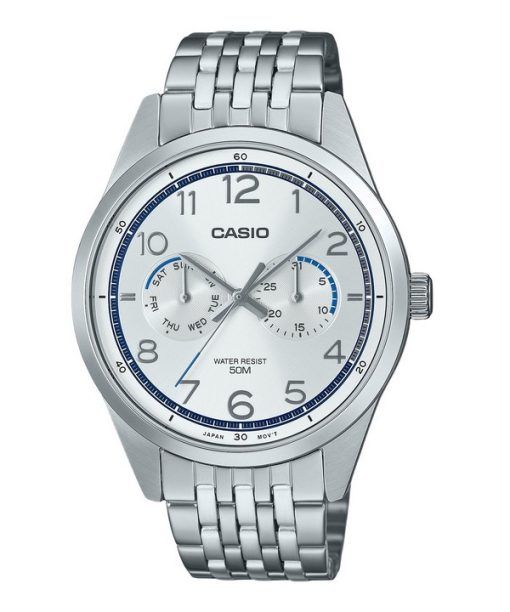 Montre Casio Standard analogique en acier inoxydable avec cadran argenté et quartz MTP-E340D-7AV pour homme