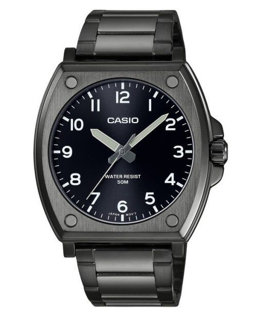 Montre pour homme Casio Standard analogique en acier inoxydable plaqué ionique noir avec cadran noir à quartz MTP-E730B-1AV