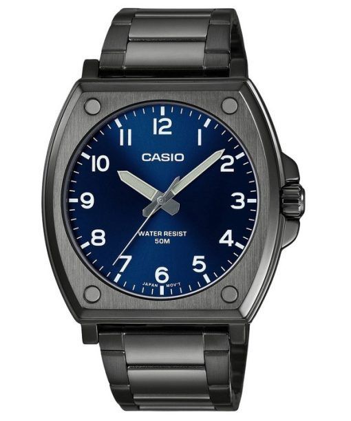 Montre pour homme Casio Standard analogique plaquée ion noir en acier inoxydable avec cadran bleu à quartz MTP-E730B-2AV