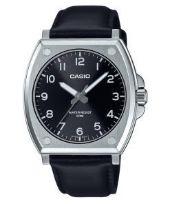 Montre pour homme Casio Standard analogique avec bracelet en cuir et cadran noir à quartz MTP-E730L-1AV