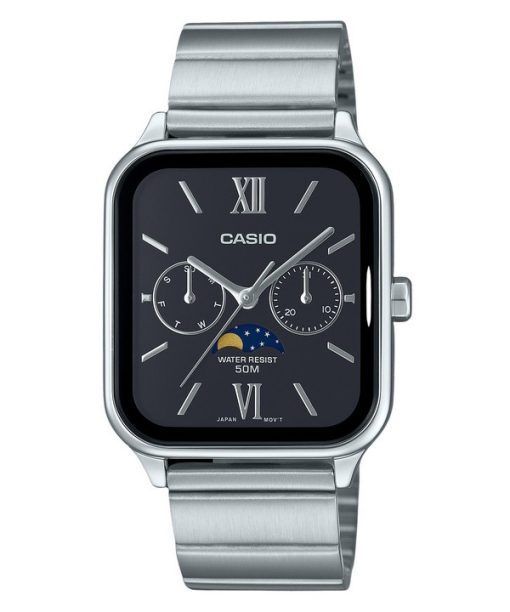 Montre pour homme Casio Standard analogique phase de lune en acier inoxydable cadran noir à quartz MTP-M305D-1A2V