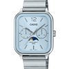 Montre Casio Standard analogique phase de lune en acier inoxydable cadran bleu bébé à quartz MTP-M305D-2AV pour homme