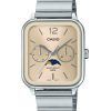 Montre Casio Standard analogique phase de lune en acier inoxydable cadran champagne à quartz MTP-M305D-9AV pour homme