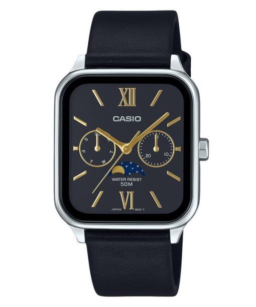 Montre pour homme Casio Standard analogique avec bracelet en cuir et cadran noir à quartz MTP-M305L-1A2V