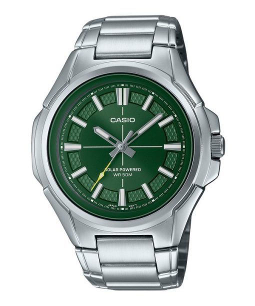 Montre Casio Standard analogique en acier inoxydable avec cadran vert solaire MTP-RS100D-3AV pour homme