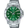 Montre Casio Standard analogique en acier inoxydable avec cadran vert et quartz MTP-VD01D-3BV pour homme