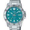 Montre Casio Standard analogique en acier inoxydable avec cadran bleu turquoise et quartz MTP-VD01D-3E2V pour homme