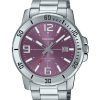 Montre Casio Standard analogique en acier inoxydable avec cadran violet et quartz MTP-VD01D-6BV pour homme