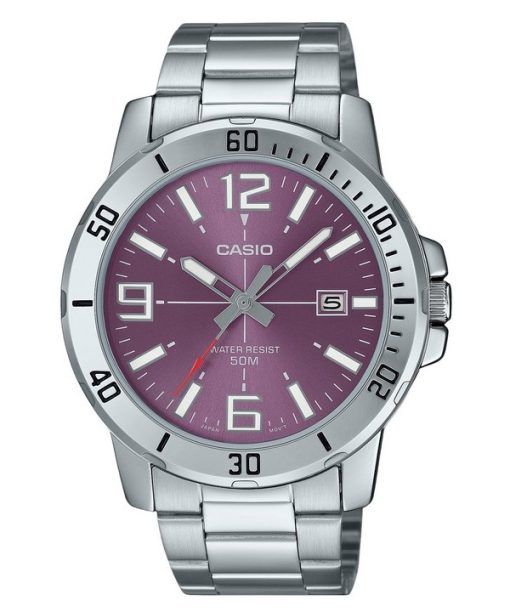 Montre Casio Standard analogique en acier inoxydable avec cadran violet et quartz MTP-VD01D-6BV pour homme