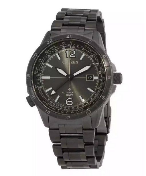 Montre de plongée automatique Citizen Promaster Air GMT en acier inoxydable avec cadran noir NB6045-51H 200M pour homme