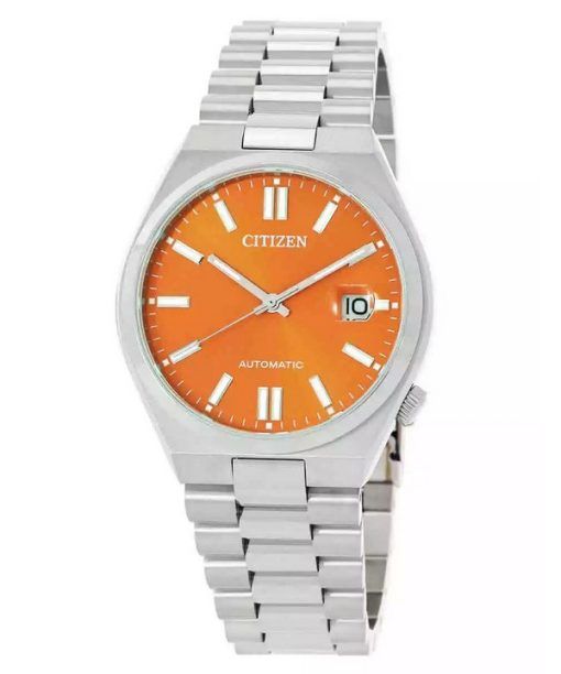 Montre Citizen Tsuyosa en acier inoxydable avec cadran orange automatique NJ0151-88Z pour homme