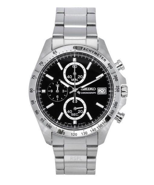 Montre pour homme Seiko Spirit chronographe en acier inoxydable avec cadran noir et quartz SBTR005 100M