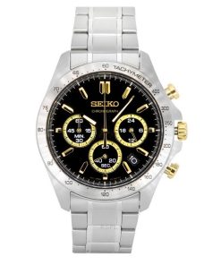 Montre pour homme Seiko Spirit chronographe en acier inoxydable avec cadran noir et quartz SBTR015 100M
