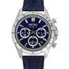 Montre pour homme Seiko Spirit chronographe bracelet en cuir cadran bleu Quartz SBTR019 100M