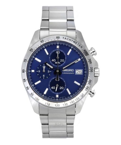 Montre pour homme Seiko Spirit chronographe en acier inoxydable avec cadran bleu et quartz SBTR023 100M