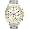 Montre pour homme Seiko Spirit chronographe en acier inoxydable avec cadran blanc et quartz SBTR024 100M