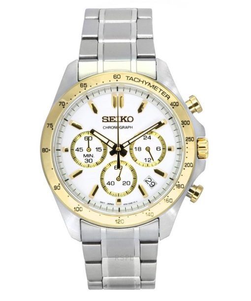 Montre pour homme Seiko Spirit chronographe en acier inoxydable avec cadran blanc et quartz SBTR024 100M