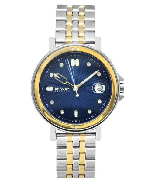 Montre pour femme Skagen Signatur Lille Sport en acier inoxydable bicolore avec cadran bleu et quartz SKW3137