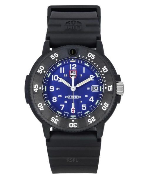 Montre pour homme Luminox Original Navy Seal EVO avec bracelet en caoutchouc et cadran bleu à quartz XS.3003.EVO 200M