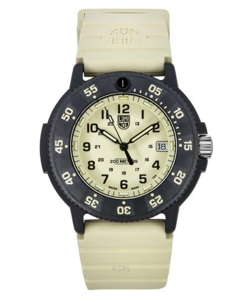 Montre pour homme Luminox Original Navy Seal EVO bracelet en caoutchouc cadran beige Quartz Diver's XS.3010.EVO.S 200M