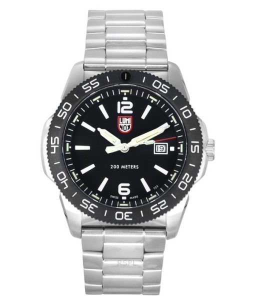 Montre pour homme Luminox Pacific Diver en acier inoxydable avec cadran noir et quartz XS.3122 200M