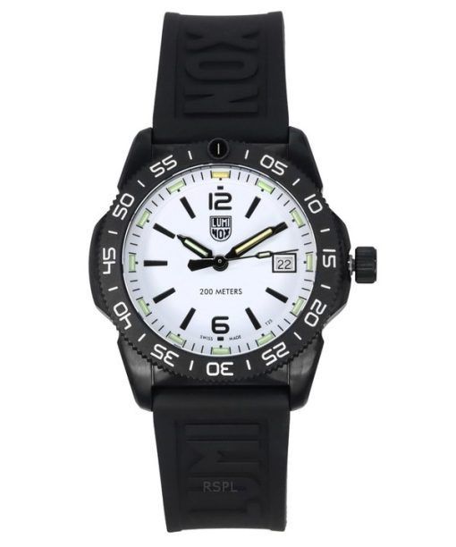 Montre pour homme Luminox Pacific Diver Ripple avec bracelet en caoutchouc et cadran blanc à quartz XS.3127M 200M