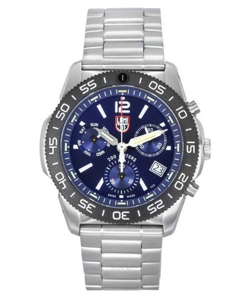 Montre pour homme Luminox Pacific Diver chronographe en acier inoxydable avec cadran bleu et quartz XS.3144 200M