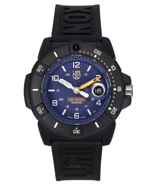 Montre pour homme Luminox Navy Seal Foundation avec bracelet en caoutchouc et cadran bleu à quartz XS.3602.NSF 200M