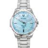 Montre pour femme Bulova Marine Star avec accents de diamants en acier inoxydable et cadran en nacre bleue 96P248 100