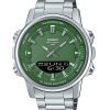 Montre analogique numérique Casio en acier inoxydable avec cadran vert et quartz AMW-880D-3AV pour homme