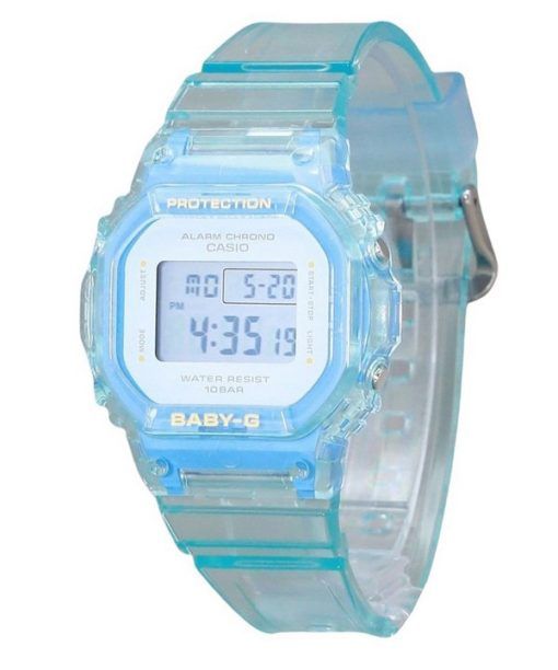 Casio Baby-G Digital Summer Jelly Transparent Bracelet en résine bleu clair Quartz BGD-565SJ-2 100M Montre pour femme