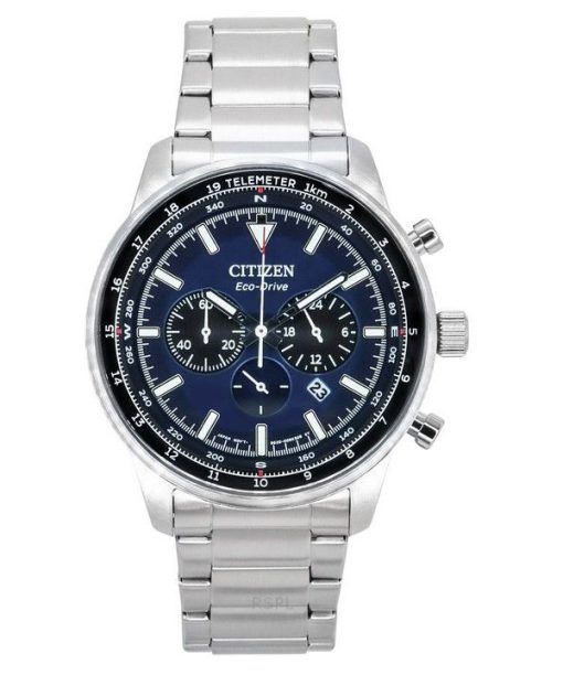 Montre pour homme Citizen Eco-Drive chronographe en acier inoxydable avec cadran bleu CA4500-91L 100M