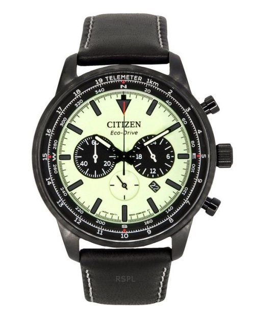 Montre pour homme Citizen Eco-Drive chronographe bracelet en cuir cadran vert entià¨rement lumineux CA4505-21X 100M