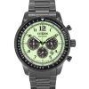 Montre pour homme Citizen Eco-Drive Chronographe Gris Ion en acier inoxydable Cadran vert entià¨rement lumineux CA4507-84X 100M