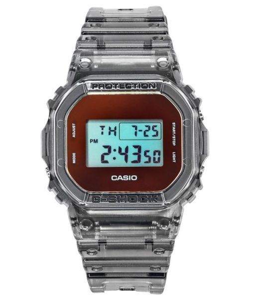 Montre pour homme Casio G-Shock Digital gris translucide avec bracelet en résine Quartz DW-5600TLS-8 200M