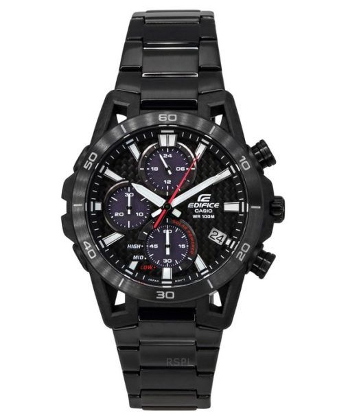 Montre analogique chronographe Casio Edifice Sospensione Black Ion en acier inoxydable avec cadran noir solaire EQS-960DC-1AV 10