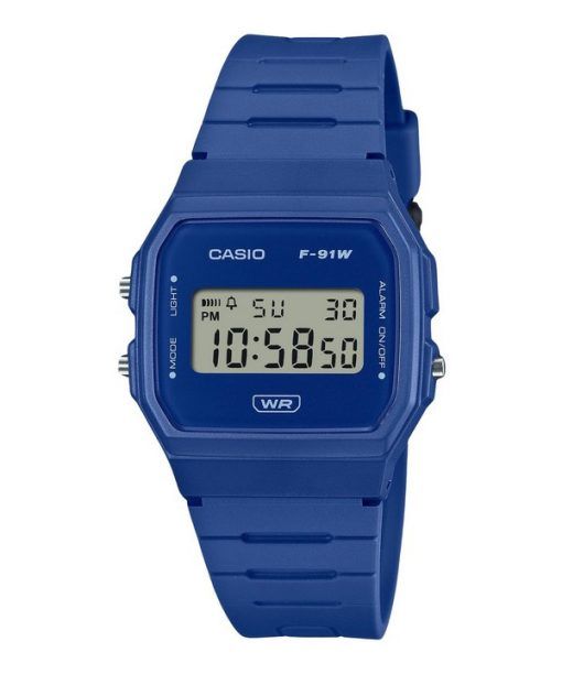 Montre unisexe Casio POP Digital Blue Biobased Resin Strap Quartz F-91WB-2A1