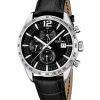 Montre chronographe Festina Timeless pour homme avec bracelet en cuir et cadran noir F16760-4