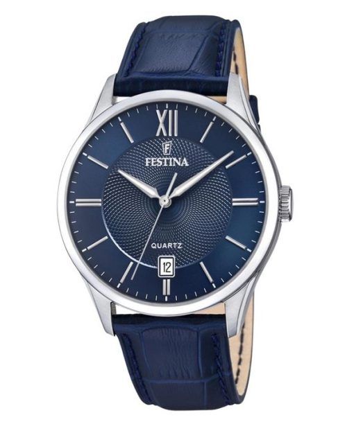 Montre Festina Classics pour homme avec bracelet en cuir et cadran bleu F20426-2 100 m