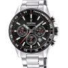 Montre chronographe Festina Timeless en acier inoxydable avec cadran noir et quartz F20560-6 100M pour homme