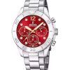 Montre Festina Boyfriend Chronographe Acier Inoxydable Cadran Rouge Quartz F20603-2 100M Femme