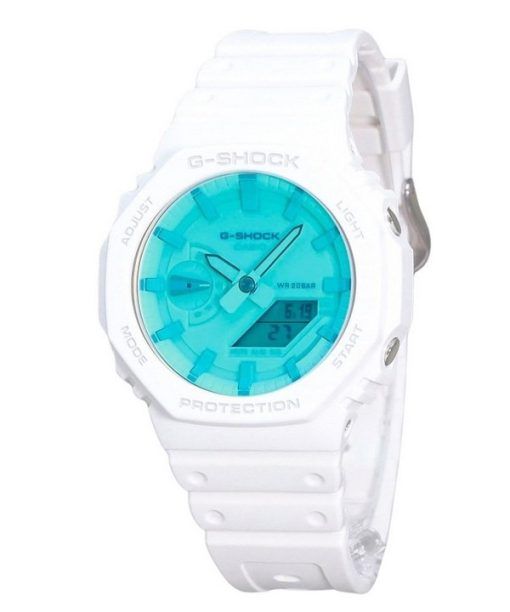 Montre pour homme Casio G-Shock analogique numérique bracelet en résine blanche cadran multicolore Quartz GA-2100TL-7A 200M