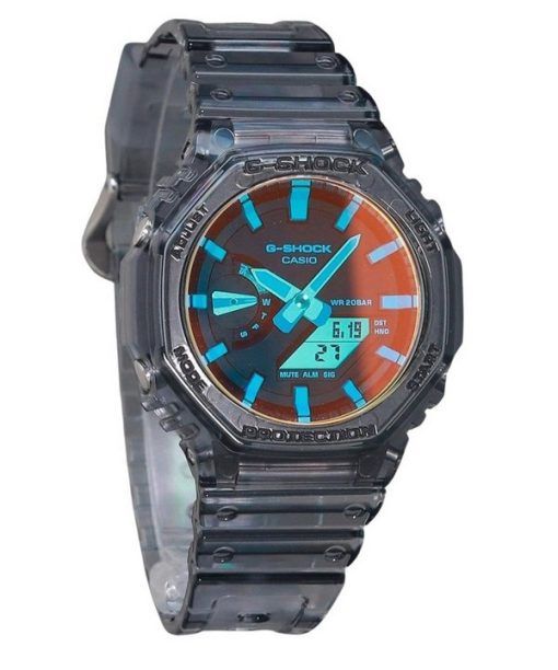 Montre pour homme Casio G-Shock analogique numérique bracelet en résine transparente cadran multicolore Quartz GA-2100TLS-8A 200