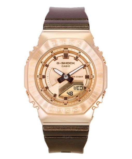 Montre analogique numérique Casio G-Shock avec bracelet en résine biosourcée et cadran en or rose à quartz GM-S2100CB-5A 200M po