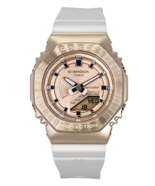 Montre analogique numérique Casio G-Shock pour femme avec bracelet en résine biosourcée et cadran en or rose GM-S2100CW-7A à qua