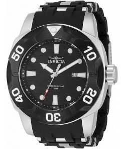 Montre pour homme Invicta Sea Spider en acier inoxydable et bracelet en polyuréthane Cadran noir Quartz 44116 100M