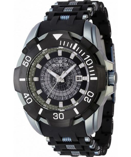 Montre pour homme Invicta Sea Spider en acier inoxydable et bracelet en polyuréthane, cadran noir transparent 44130 100M